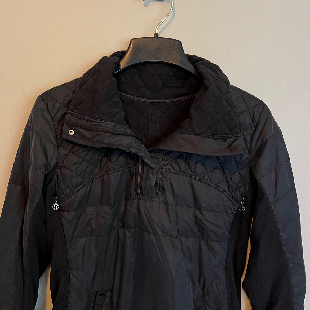 Lululemon What The Fluff Black Quilted Half Zip Pullover Jacket 10 Athleisure - Picture 2 of 8